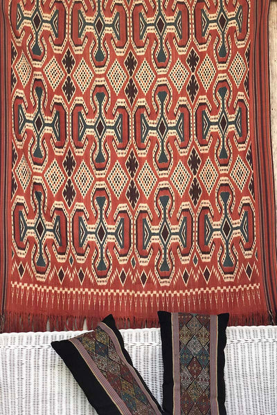 Indigo Red Ancient Pattern