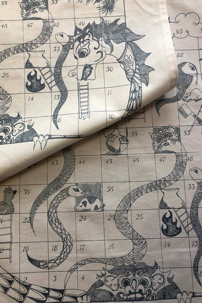 Snakes and Ladders Game - Indigo Print